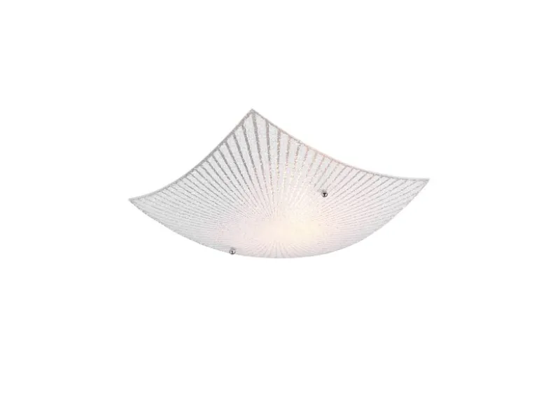 Flache Deckenleuchte ELISA mit Glas Lampenschirm Weiß, Quadrat 30cm