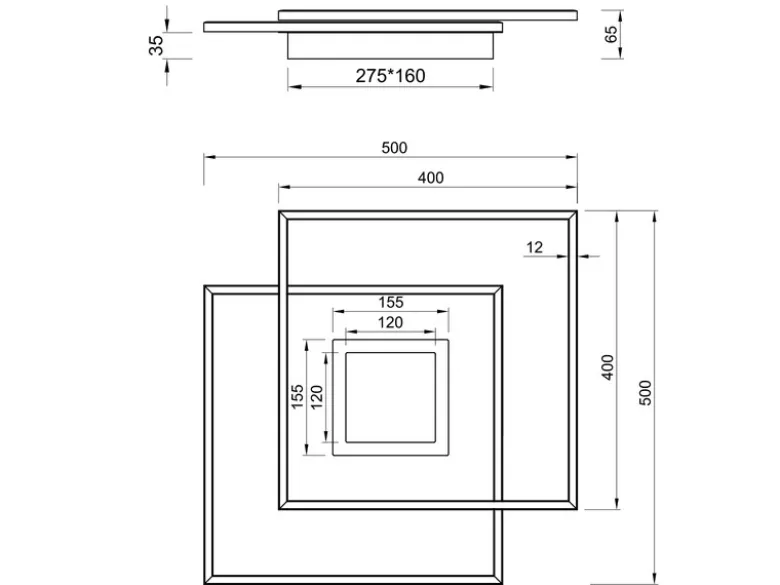 Flache Deckenleuchte VIA mit Fernbedienung Weiß, Breite 50cm