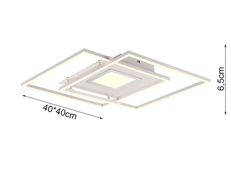 Flache Deckenleuchte VIA mit Fernbedienung Weiß, Breite 50cm