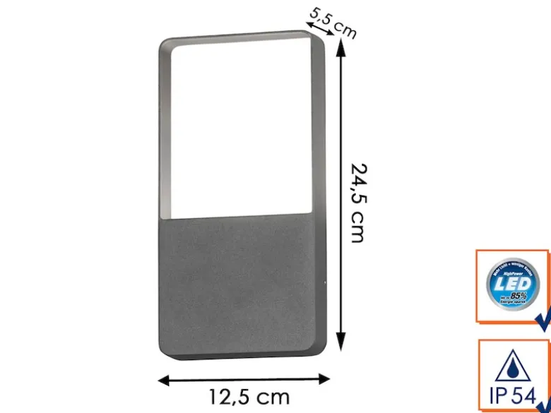 Flache LED Außenleuchte Aluminium in Anthrazit 6W IP54 Wandlampe Außenbereich
