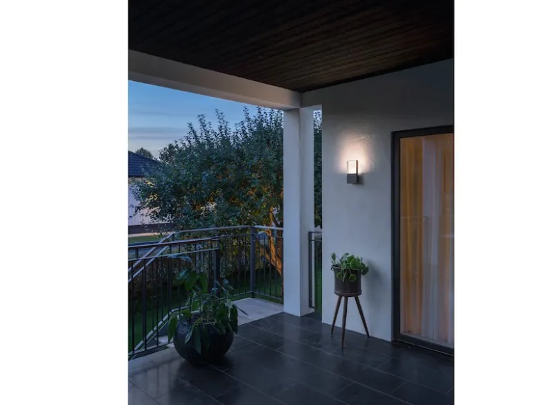 Flache LED Außenleuchte Aluminium in Anthrazit 6W IP54 Wandlampe Außenbereich