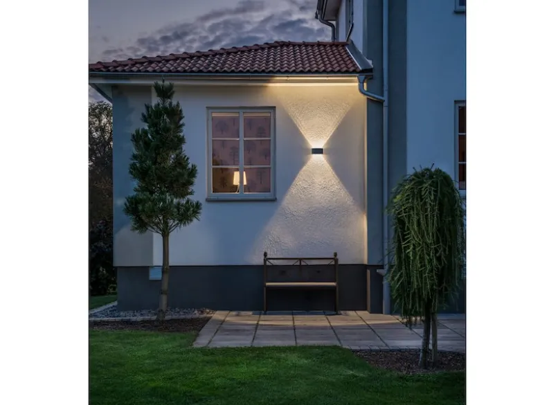 Flache LED Außenwandleuchte CHIERI ALU Anthrazit Up and Down Light 18,5x9,5cm
