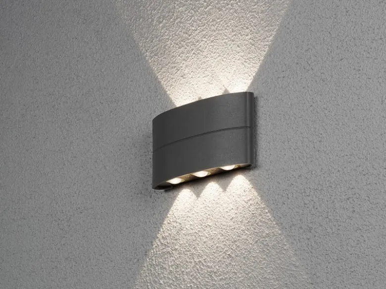 Flache LED Außenwandleuchte CHIERI ALU Anthrazit Up and Down Light 18,5x9,5cm
