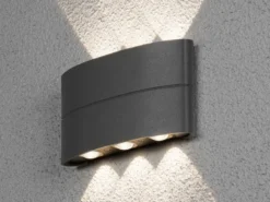 Flache LED Außenwandleuchte CHIERI ALU Anthrazit Up and Down Light 18,5x9,5cm