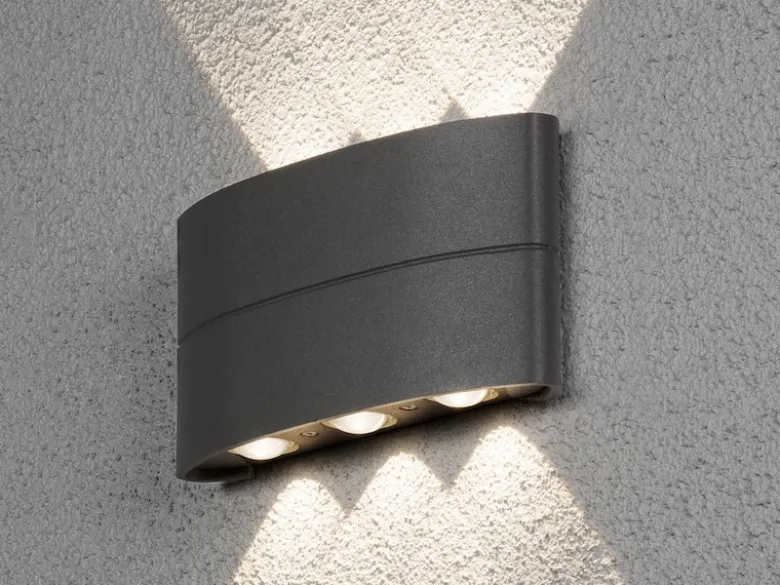 Flache LED Außenwandleuchte CHIERI ALU Anthrazit Up and Down Light 18,5x9,5cm