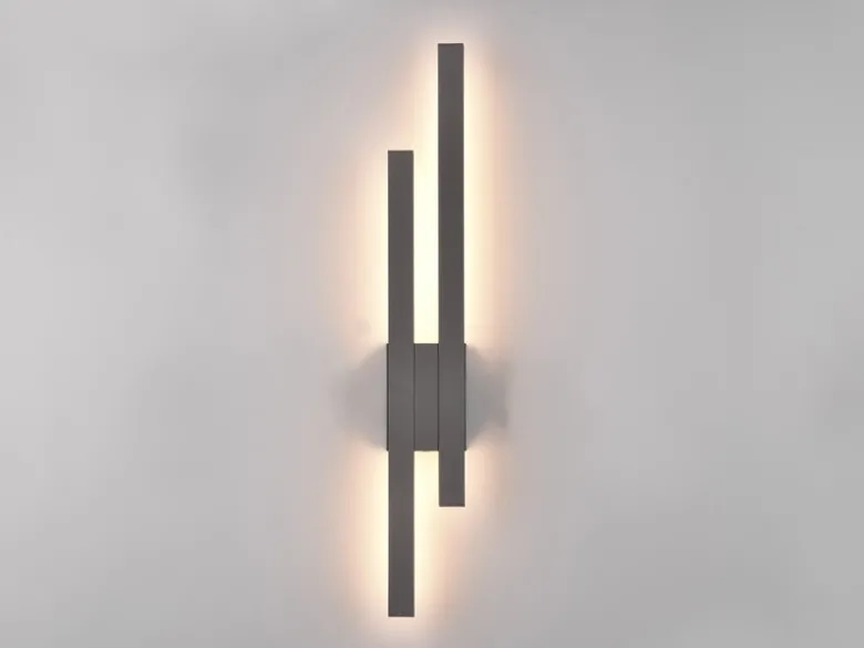 Flache LED Außenwandleuchte 2er SET in Anthrazit - indirekte Wandbeleuchtung