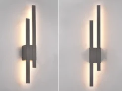 Flache LED Außenwandleuchte 2er SET in Anthrazit - indirekte Wandbeleuchtung