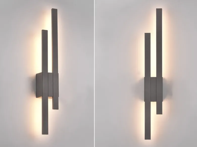 Flache LED Außenwandleuchte 2er SET in Anthrazit - indirekte Wandbeleuchtung