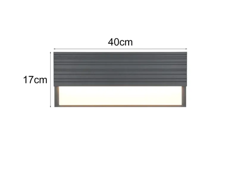 Flache LED Außenwandleuchte MARIZA aus Aluminium in Anthrazit, Breite 40cm