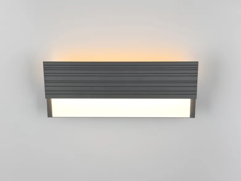 Flache LED Außenwandleuchte MARIZA aus Aluminium in Anthrazit, Breite 40cm