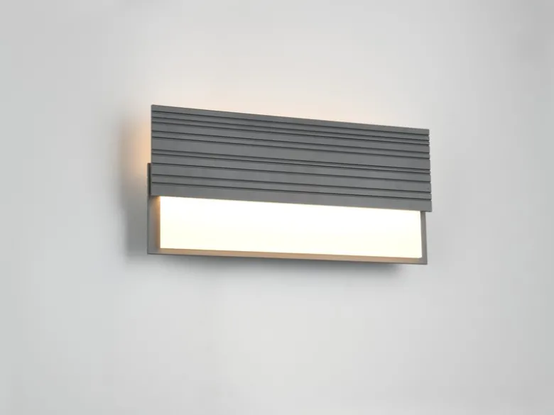 Flache LED Außenwandleuchte MARIZA aus Aluminium in Anthrazit, Breite 40cm
