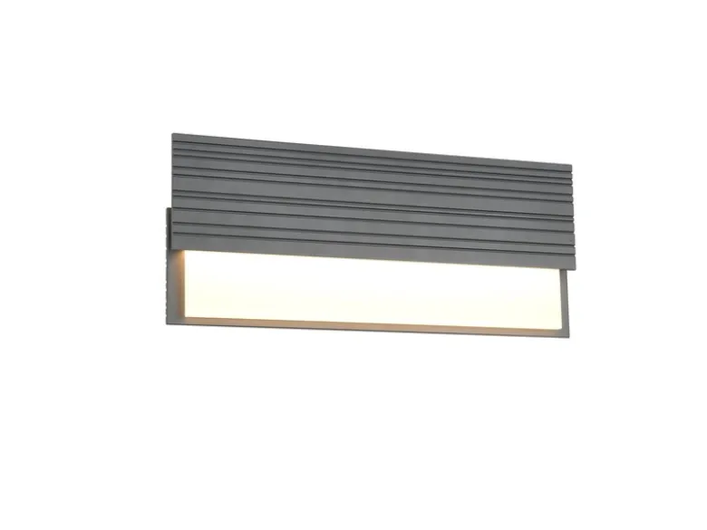 Flache LED Außenwandleuchte MARIZA aus Aluminium in Anthrazit, Breite 40cm