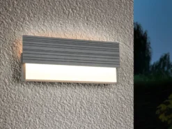 Flache LED Außenwandleuchte MARIZA aus Aluminium in Anthrazit, Breite 40cm