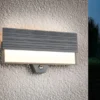 Flache LED Außenwandleuchte MARIZA mit Bewegungsmelder in Anthrazit, Breite 40cm