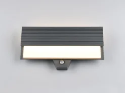 Flache LED Außenwandleuchte MARIZA mit Bewegungsmelder in Anthrazit, Breite 40cm