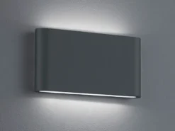 Flache LED Außenwandleuchte THAMES Up Down Light in Anthrazit 17,5cm breit
