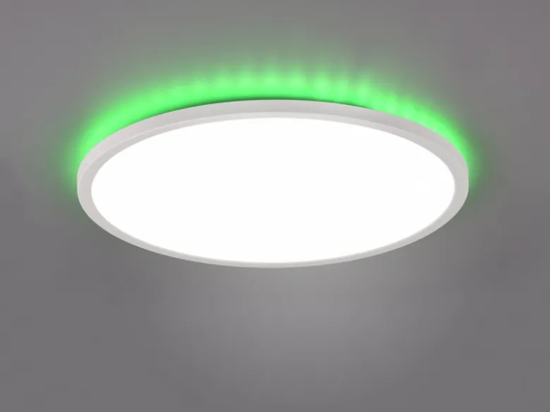 Flache LED Deckenleuchte AUREO Weiß, mit Fernbedienung dimmbar Ø 40cm
