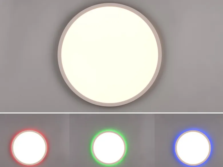 Flache LED Deckenleuchte AUREO Weiß, mit Fernbedienung dimmbar Ø 40cm