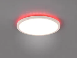 Flache LED Deckenleuchte AUREO Weiß, dimmbar, RGB Farbwechsler, Ø 29cm
