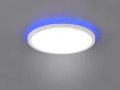 Flache LED Deckenleuchte AUREO Weiß, dimmbar, RGB Farbwechsler, Ø 29cm