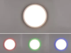 Flache LED Deckenleuchte AUREO Weiß, dimmbar, RGB Farbwechsler, Ø 29cm