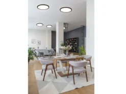 Flache LED Deckenleuchte AUREO Schwarz dimmbar RGB Farbwechsler, Ø 29cm