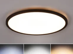 Flache LED Deckenleuchte AUREO Schwarz, mit Fernbedienung dimmbar Ø 40cm