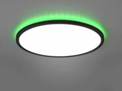 Flache LED Deckenleuchte AUREO Schwarz, mit Fernbedienung dimmbar Ø 40cm