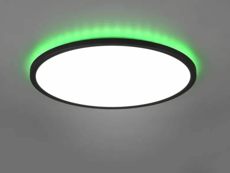 Flache LED Deckenleuchte AUREO Schwarz, mit Fernbedienung dimmbar Ø 40cm