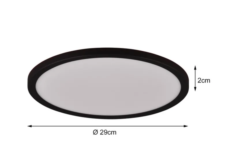 Flache LED Deckenleuchte AUREO Schwarz, mit Fernbedienung dimmbar Ø 40cm