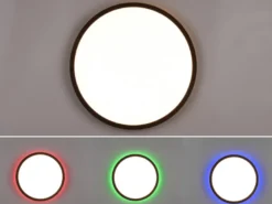 Flache LED Deckenleuchte AUREO Schwarz, mit Fernbedienung dimmbar Ø 40cm