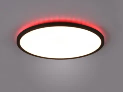 Flache LED Deckenleuchte AUREO Schwarz, mit Fernbedienung dimmbar Ø 40cm