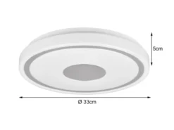 Flache LED Deckenleuchte BUNDA Weiß-Chrom, Neutralweiß, Ø 33cm