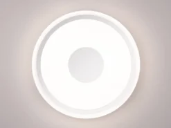 Flache LED Deckenleuchte BUNDA Weiß-Chrom, Neutralweiß, Ø 33cm