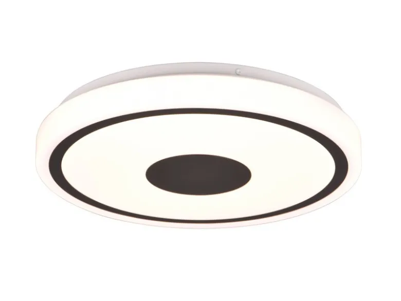 Flache LED Deckenleuchte BUNDA Weiß-Schwarz, Warmweiß, Ø 33cm