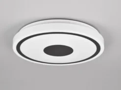 Flache LED Deckenleuchte BUNDA Weiß-Schwarz, Warmweiß, Ø 33cm