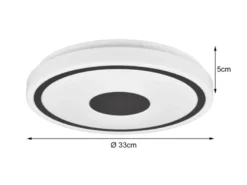 Flache LED Deckenleuchte BUNDA Weiß-Schwarz, Warmweiß, Ø 33cm