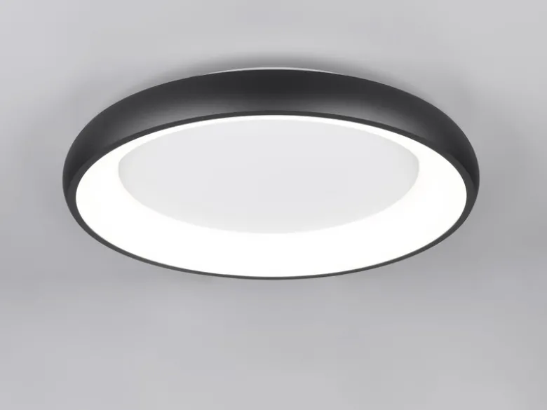 Flache LED Deckenleuchte CARDONA groß Schwarz, dimmbar & 3 Lichtfarben, Ø 62cm