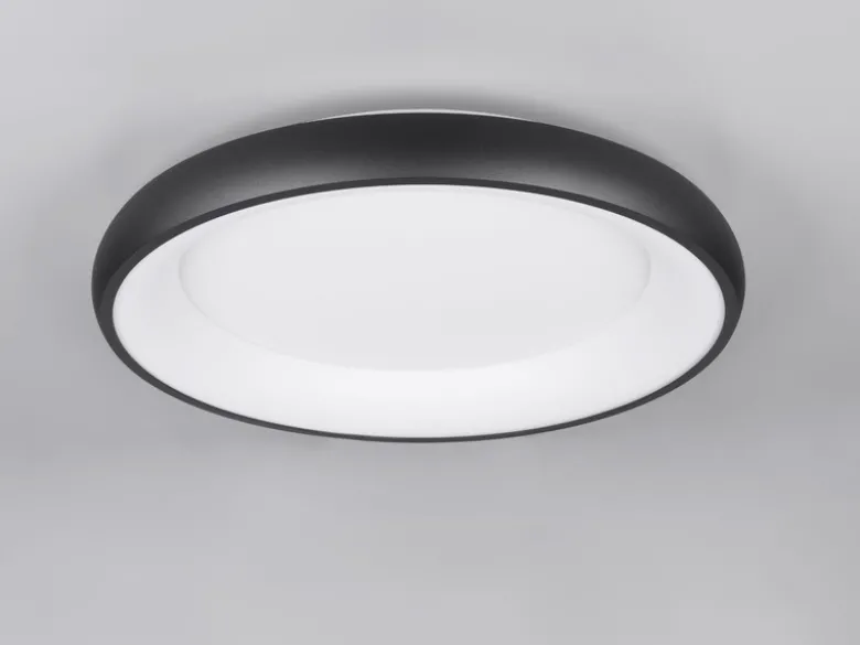 Flache LED Deckenleuchte CARDONA groß Schwarz, dimmbar & 3 Lichtfarben, Ø 62cm