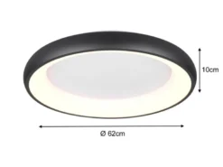 Flache LED Deckenleuchte CARDONA groß Schwarz, dimmbar & 3 Lichtfarben, Ø 62cm