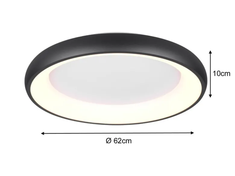 Flache LED Deckenleuchte CARDONA groß Schwarz, dimmbar & 3 Lichtfarben, Ø 62cm