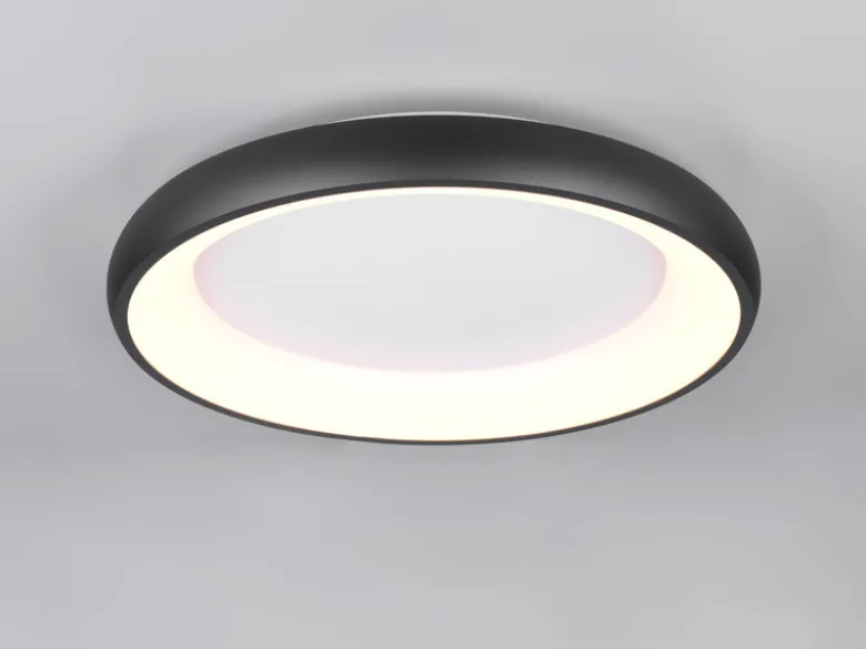 Flache LED Deckenleuchte CARDONA groß Schwarz, dimmbar & 3 Lichtfarben, Ø 62cm