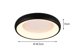 Flache LED Deckenleuchte CARDONA Schwarz, dimmbar & 3 Lichtfarben, Ø 46,5cm