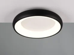 Flache LED Deckenleuchte CARDONA Schwarz, dimmbar & 3 Lichtfarben, Ø 46,5cm