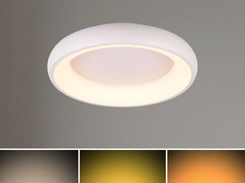 Flache LED Deckenleuchte CARDONA Weiß, dimmbar & 3 Lichtfarben, Ø 46,5cm