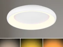 Flache LED Deckenleuchte CARDONA groß Weiß, dimmbar & 3 Lichtfarben, Ø 62cm