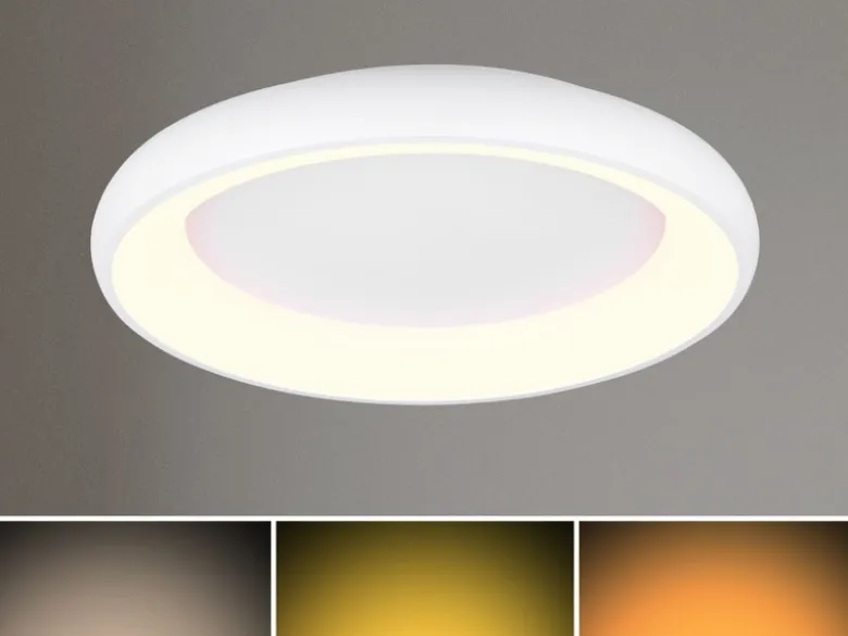 Flache LED Deckenleuchte CARDONA groß Weiß, dimmbar & 3 Lichtfarben, Ø 62cm
