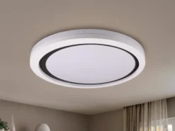 Flache LED Deckenleuchte dimmbar über Schalter Weiß Cappuccino, Ø 50cm