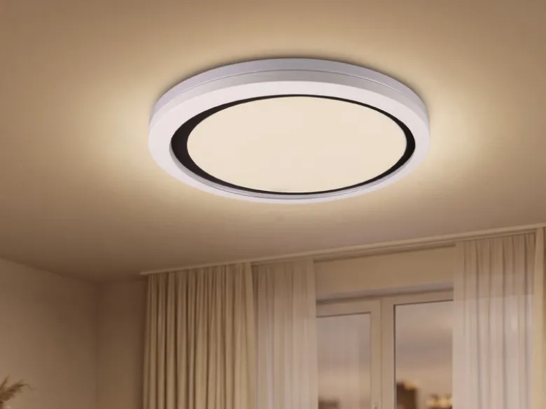Flache LED Deckenleuchte dimmbar über Schalter Weiß Cappuccino, Ø 50cm