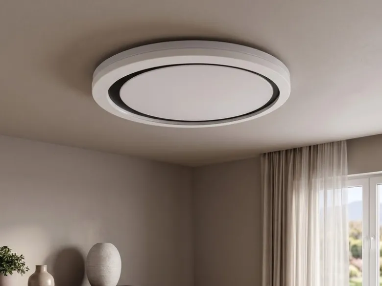 Flache LED Deckenleuchte dimmbar über Schalter Weiß Cappuccino, Ø 50cm